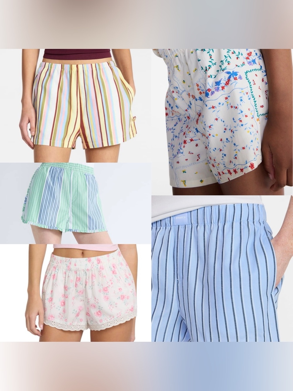Women’s Assorted Pastel & Floral Lounge Shorts, pajama short - 6-Pack size XS